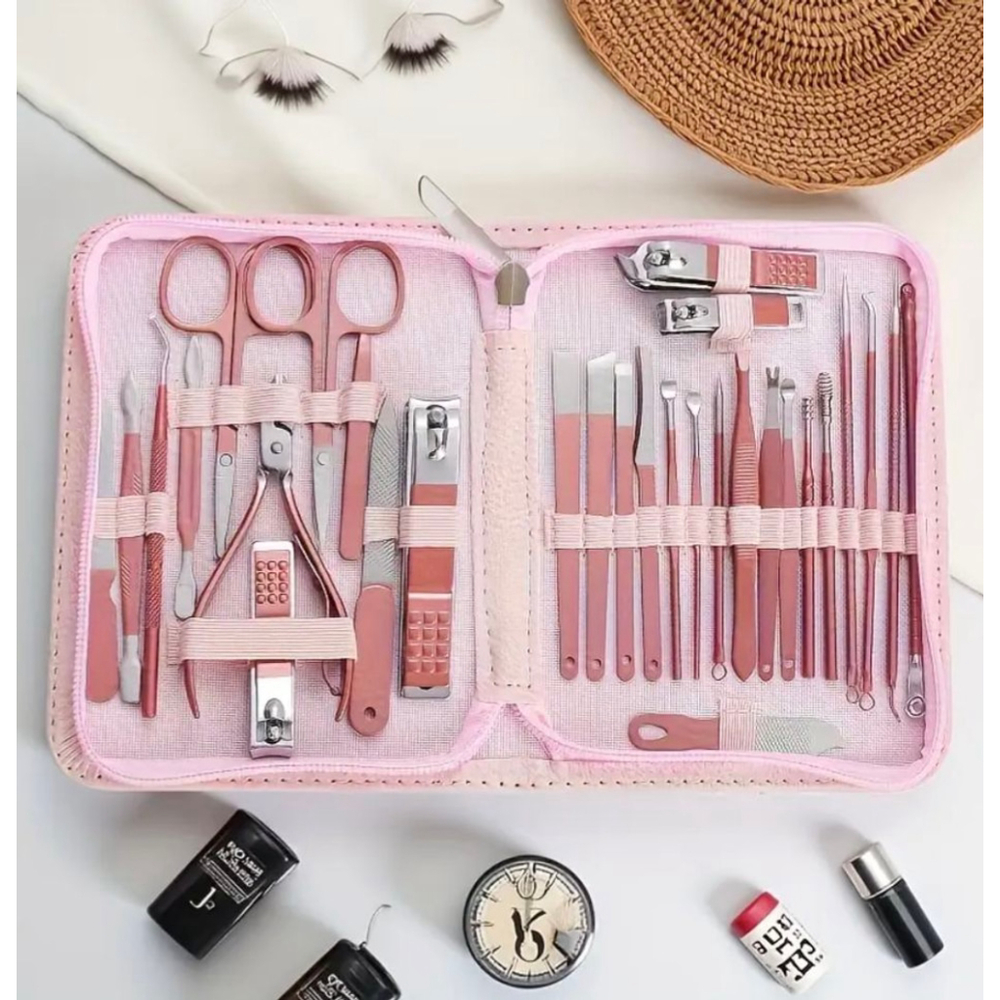 Manicure Nail Kit Pedicure Nail Clippers Tweezers Grooming Travel Case - Picture 3 of 7